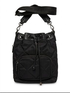 Steve Madden Quilted Black Drawstring Bucket Shoulder Bag